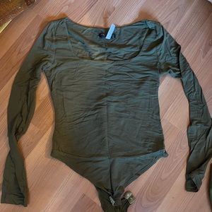 Olive Green Long Sleeve Bodysuit